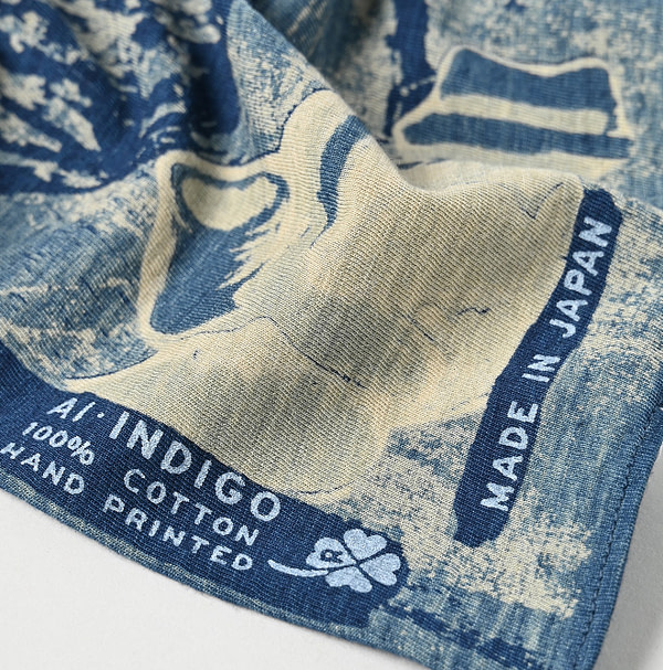 Indigo Tenjiku Jamaican Map Bandana Detail