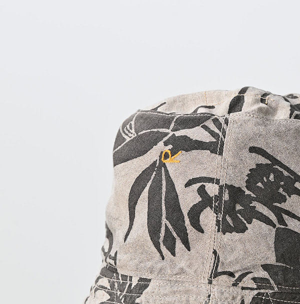 Linen Lotus Print Hat Detail