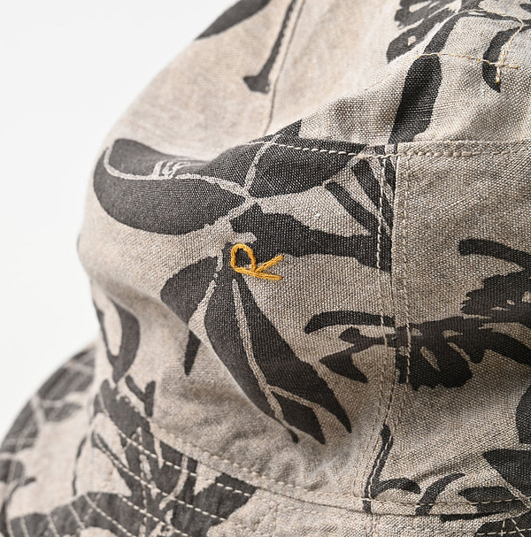Linen Lotus Print Hat Detail
