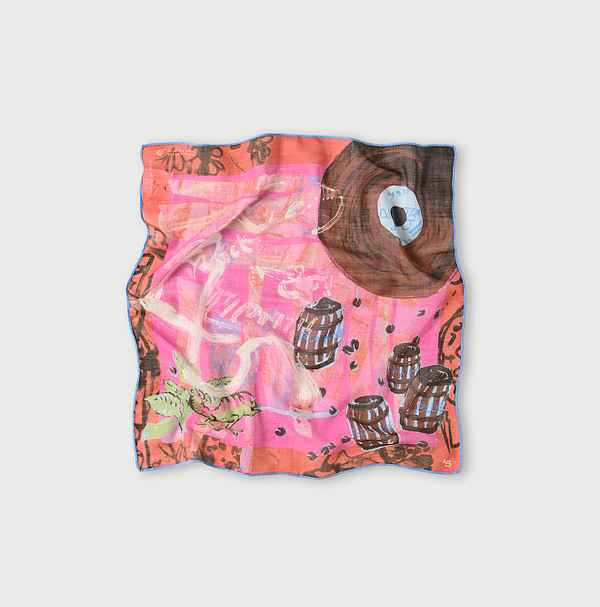 Gauze Picture Book Bandana Pink