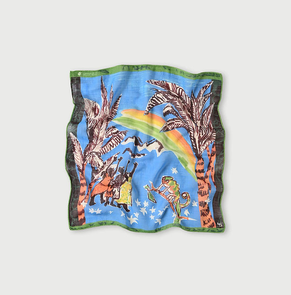 Gauze Picture Book Bandana Blue
