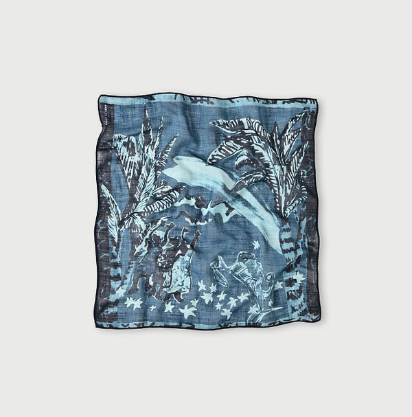 Indigo Gauze Picture Book Bandana 1