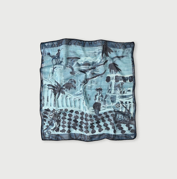 Indigo Gauze Picture Book Bandana 2