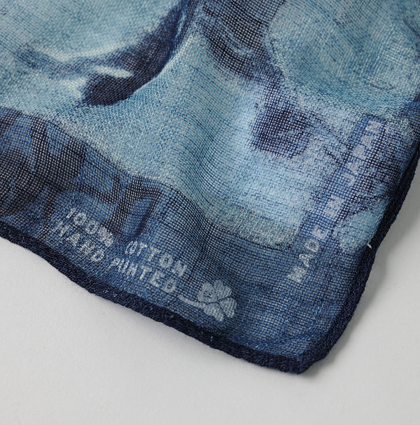 Indigo Gauze Picture Book Bandana Detail