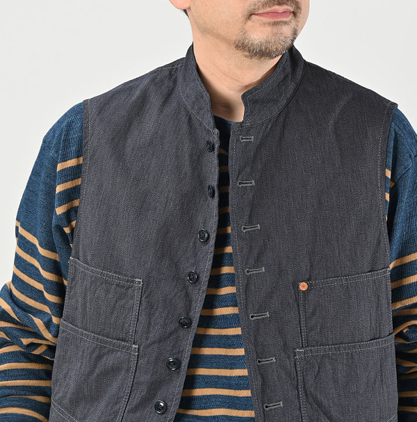 Indigo Yorimoku Hira Nîmes Vest MEN Detail