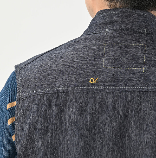 Indigo Yorimoku Hira Nîmes Vest MEN Detail