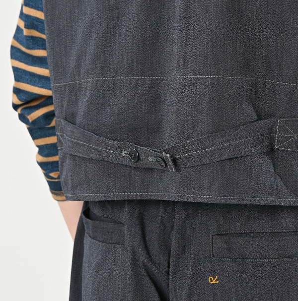 Indigo Yorimoku Hira Nîmes Vest MEN Detail