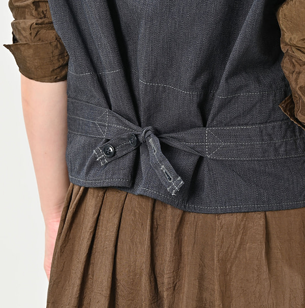 Indigo Yorimoku Hira Nîmes Vest MEN Detail