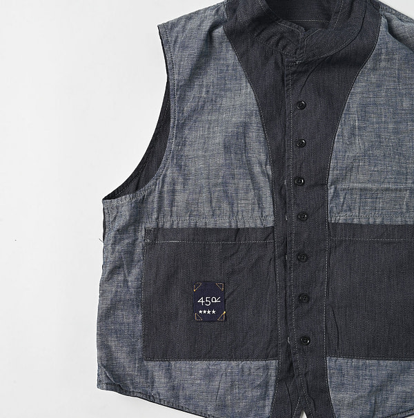 Indigo Yorimoku Hira Nîmes Vest MEN Detail