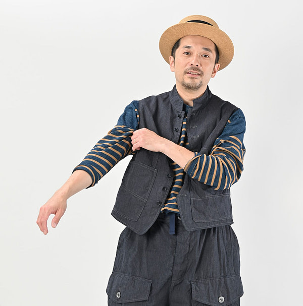 Indigo Yorimoku Hira Nîmes Vest MEN Male Model