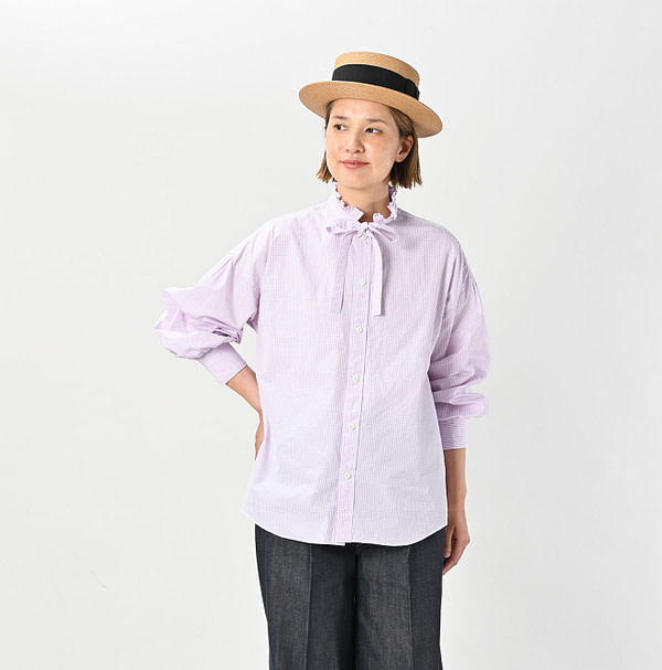 No.180 Miko Long Sleeve Coupé Bow Tie Shirt Female Model