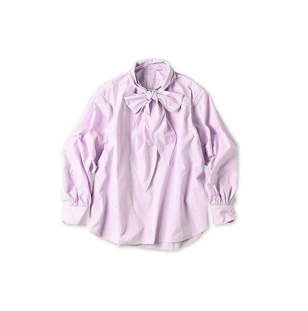 No.180 Miko Ribbon Blouse Purple Gingham Check