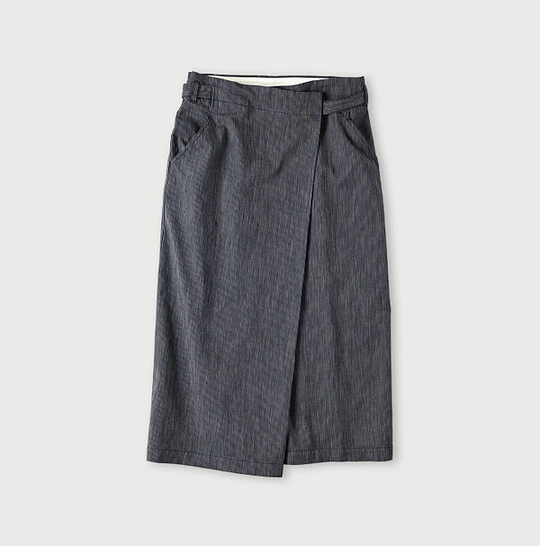 Indigo Cook Serge Wrapped Skirt Hickory