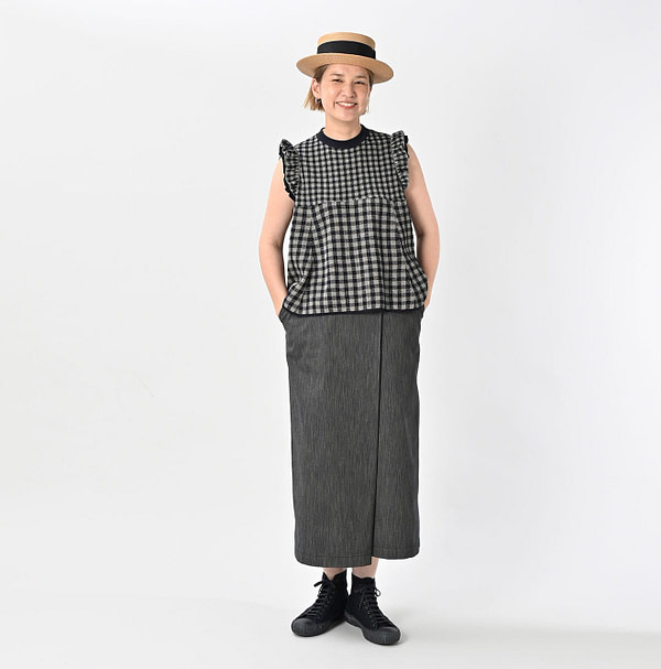 Indigo Cook Serge Wrapped Skirt Indigo Female Model