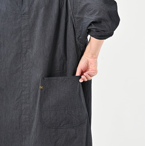 Indigo Yorimoku Hira Military Cover All Dress Detail