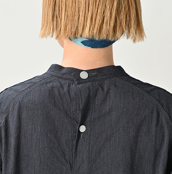 Indigo Yorimoku Hira Military Cover All Dress Detail
