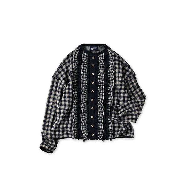 Indigo Gingham Jacquard Cardigan Indigo Gingham