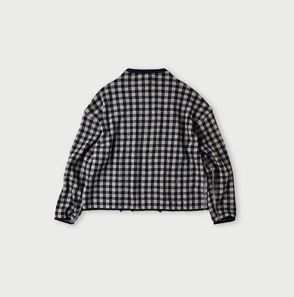 Indigo Gingham Jacquard Cardigan Back