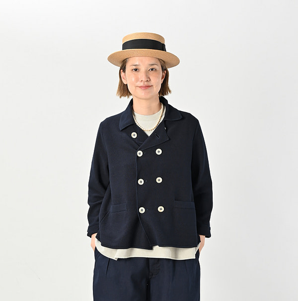 Indigo Kanoko Knitsew Jacket Female Model