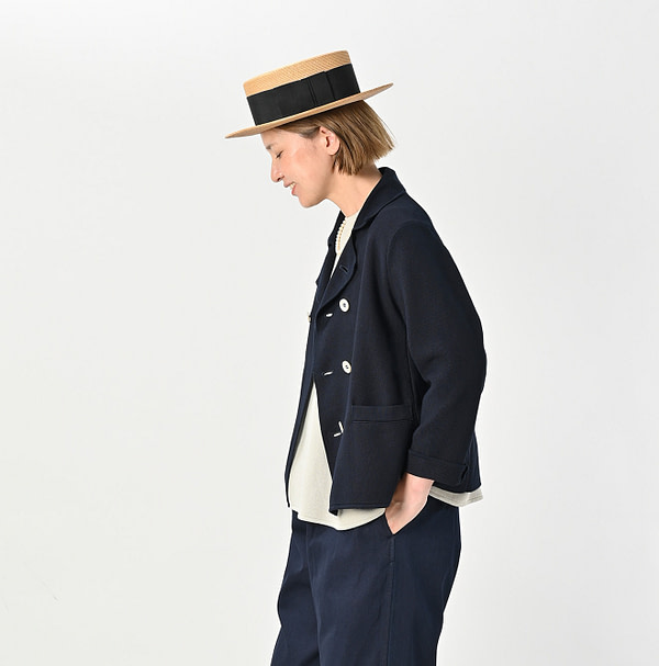 Indigo Kanoko Knitsew Jacket Female Model