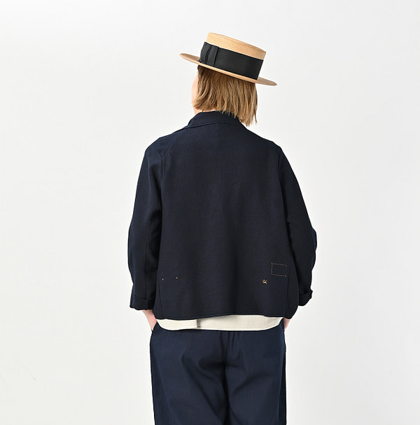 Indigo Kanoko Knitsew Jacket Female Model