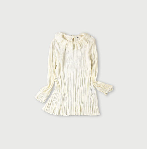Indian Silk Frill Collar Blouse White