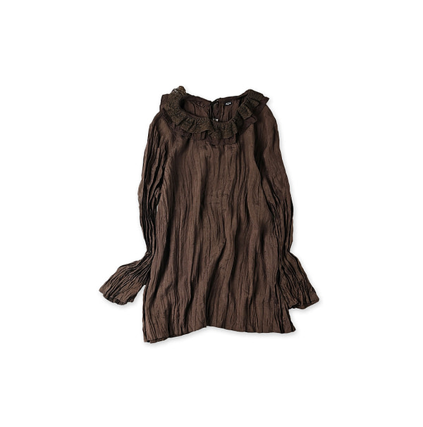 Indian Silk Frill Collar Blouse Brown