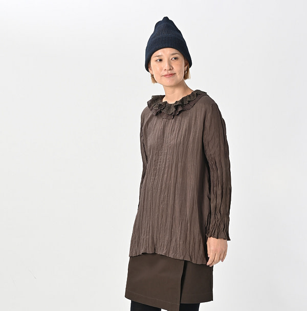Indian Silk Frill Collar Blouse Female Model