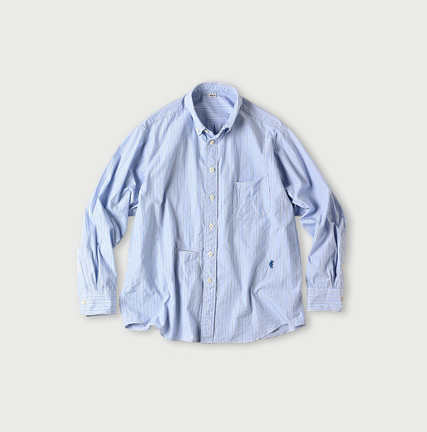 No.180 Miko 908 Ocean Button Down Shirt Saxe Stripes