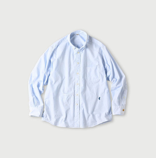No.180 Miko 908 Ocean Button Down Shirt Brush Stroke Pinstripes