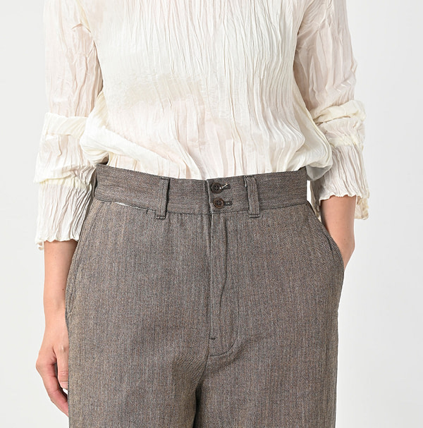 Indigo Mini Herringbone Cotton Tweed 908 Nîmes Pants Detail