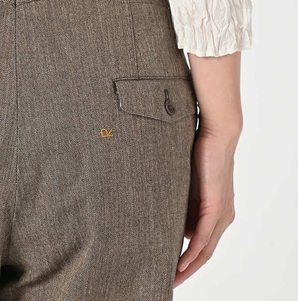 Indigo Mini Herringbone Cotton Tweed 908 Nîmes Pants Detail