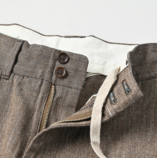 Indigo Mini Herringbone Cotton Tweed 908 Nîmes Pants Detail