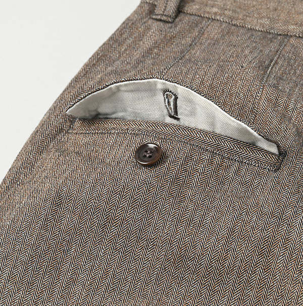 Indigo Mini Herringbone Cotton Tweed 908 Nîmes Pants Detail