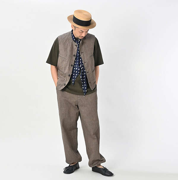 Indigo Mini Herringbone Cotton Tweed 908 Nîmes Pants Male Model