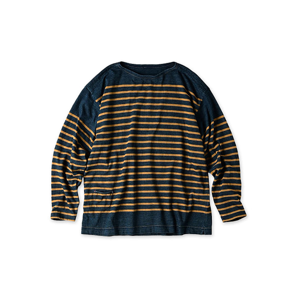 Kageiro Nando 908 Basque Shirt (Size 3, 4, 5) Indigo x Golden Brown