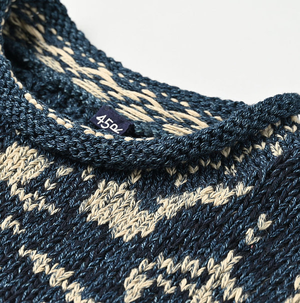 Indigo Hand Knit Vest Detail