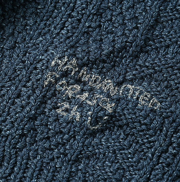 Indigo Hand Knit Vest Detail