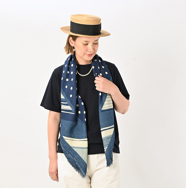 Indigo Supima Aya Dot Furoshiki Female Model