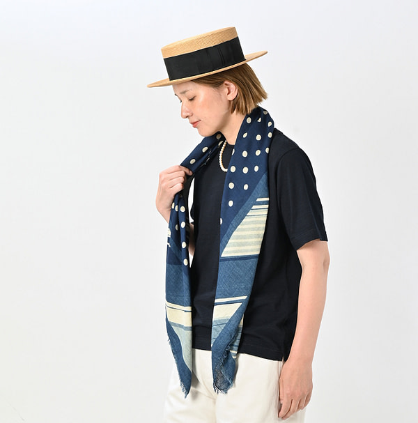 Indigo Supima Aya Dot Furoshiki Female Model