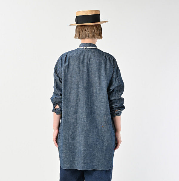 Ruri Dungaree Denim 908 Stand Collar Grandpa Pull Shirt Nou Female Model