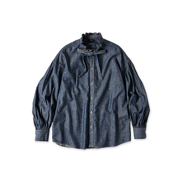 Ruri Dungaree Denim Bowtie Coupé Shirt Nou