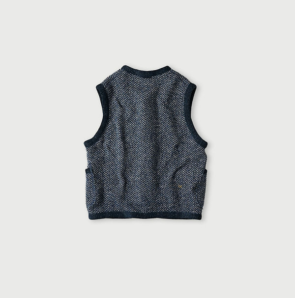 Indigo Herringbone 908 Vest Back