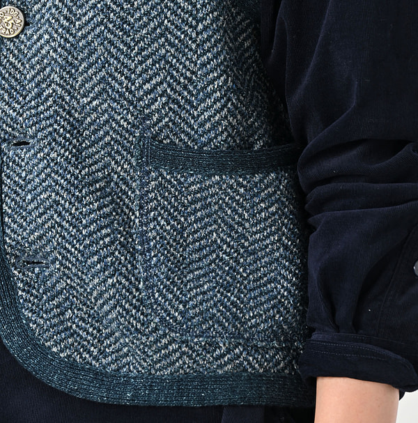 Indigo Herringbone 908 Vest Detail