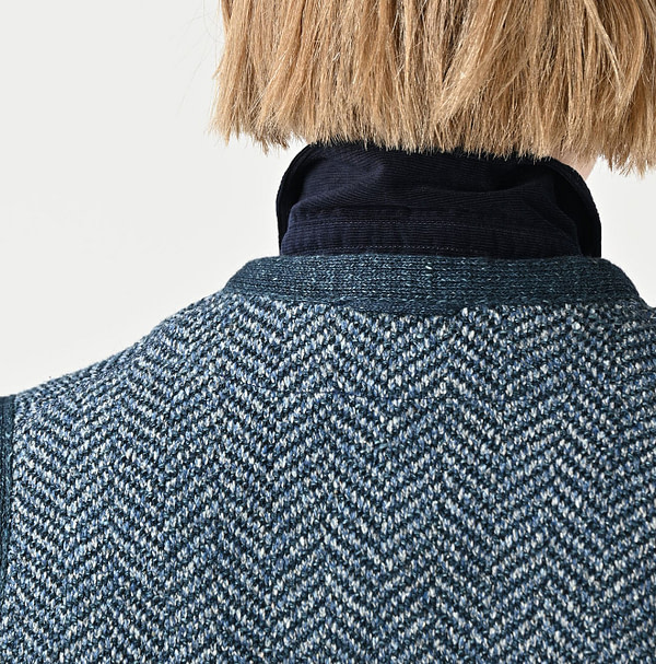Indigo Herringbone 908 Vest Detail