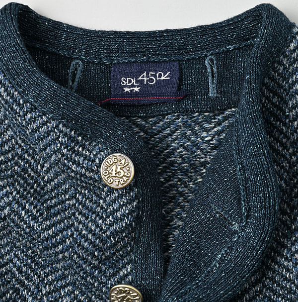 Indigo Herringbone 908 Vest Detail
