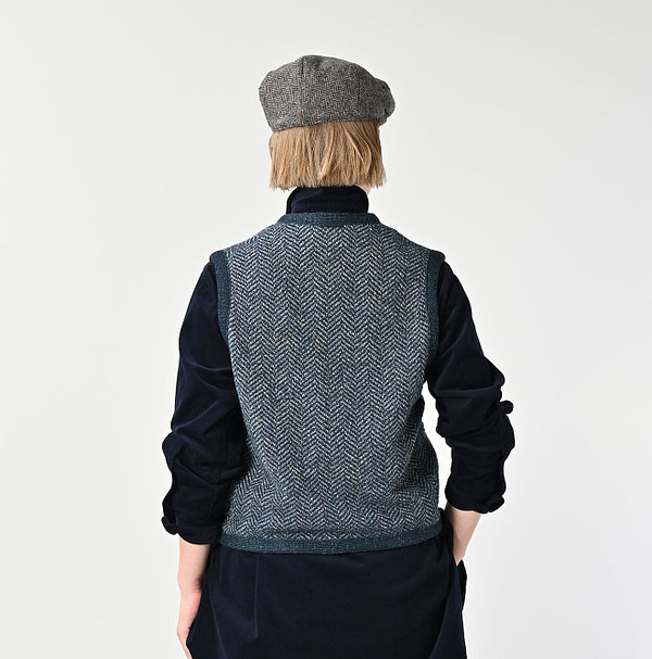 Indigo Herringbone 908 Vest Female Model