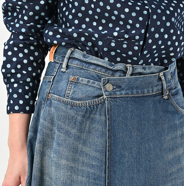 Rye Mugi Denim Crossover Skirt Zyu Detail