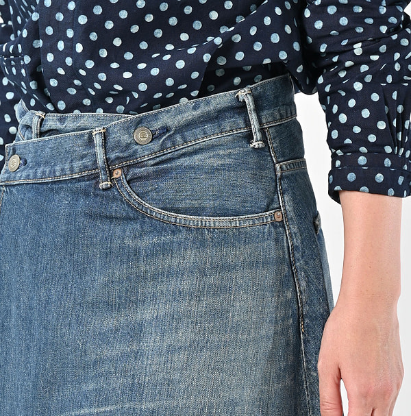 Rye Mugi Denim Crossover Skirt Zyu Detail