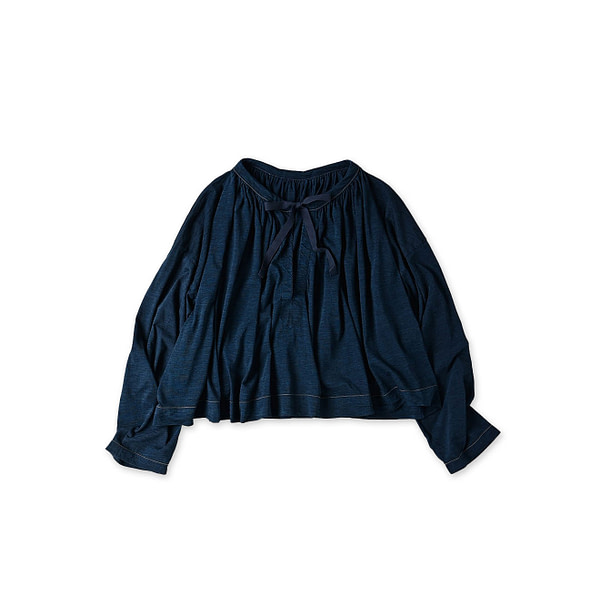 Indigo Supima Tenjiku Gathered Blouse